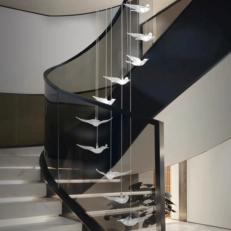 現代の階段シャンデリアペンダントライト屋内照明天井ランプ吊り下げライト LED シャンデリアリビングルーム屋内 lightin