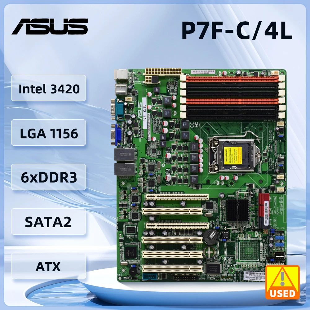 

Серверная материнская плата ASUS P7F-C/4L LGA 1156 DDR3 32 ГБ Intel 3420 ATX с поддержкой процессора Intel Core i7-800 Xeon серии 3400