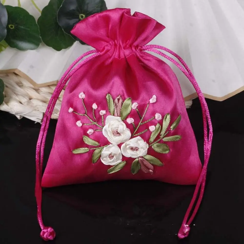 Candy Bag Embroidery Flower Drawstring Bag Perfume Spice Bag for Filled Fragrant Herbs Chinese Style Sachet Bucket Bag