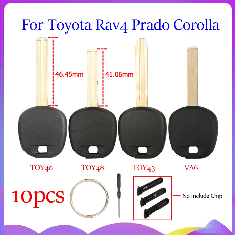 jingyuqin New 10PCS For Toyota Rav4 Prado Corolla Camry Reiz Highlander Yaris VA6 TOY43 TOY48 VA2 Transponder Key Shell Case