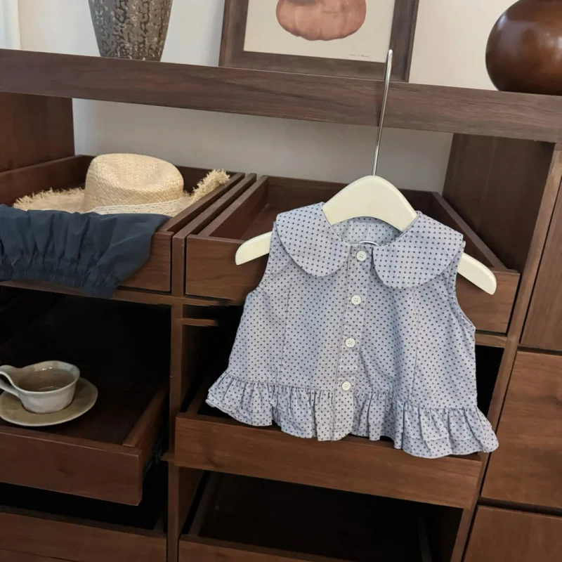 

Sweetheart Brulee！Korean Style Baby Girl Unique Sweet Doll Collar Vest Shorts Fashionable Set