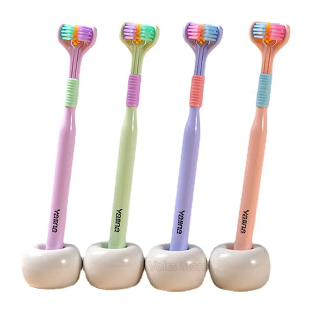 สามด้านแปรงสีฟัน Soft Bristle ฟันแปรง Ultra นุ่มแปรงสีฟัน Oral Care ยาสีฟันสูตรเกลือผสมฟลูออไรด์ผสานพลังสมุนไพรฟันขาวสะอาดลดกลิ่นปากความปลอดภัยแปรงฟันสุขภาพช่องปากทำความสะอาด