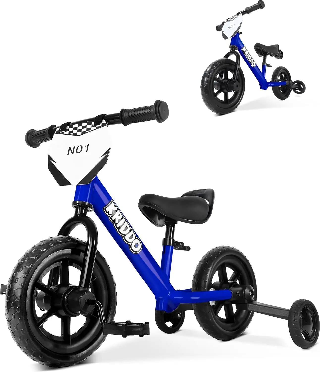 

2-in-1 Kids Tricycle & Balance Bike, Detachable Pedals, Foldable Training Wheels, DIY Plate, Ages 18 Months to 3 Years