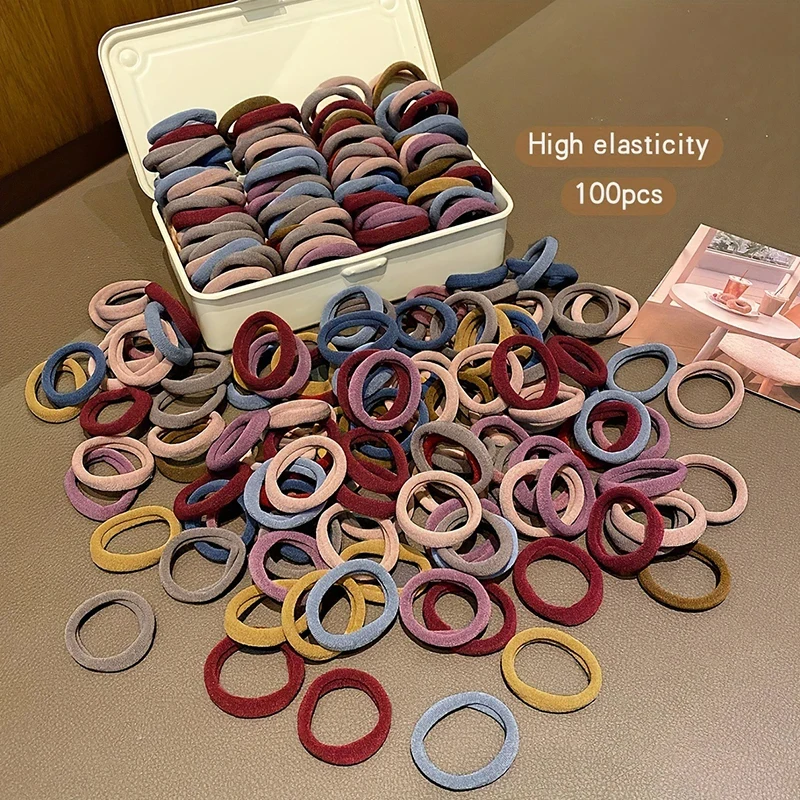 100/200pcs Women's Hair Accessories,Basic Headband, Headband Tie, Ponytail Holder, Simple and Fashionable Decorative Rubber Band