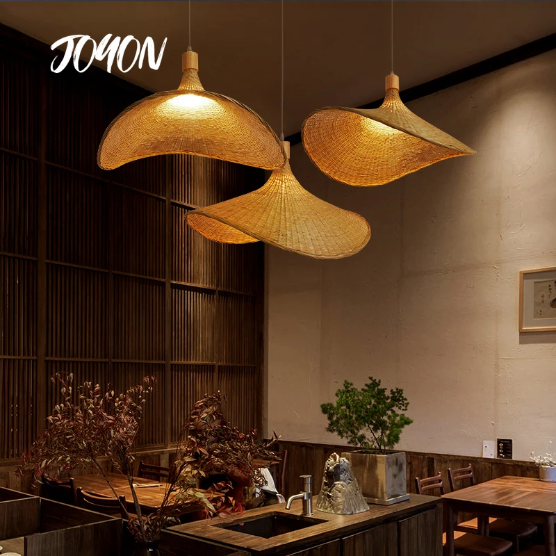 

Japanese Bamboo Hanging Lamp Rattan Weaving Pendant Lights Retro Garden Restaurant Study Bedroom Living Room Lamp LightIing