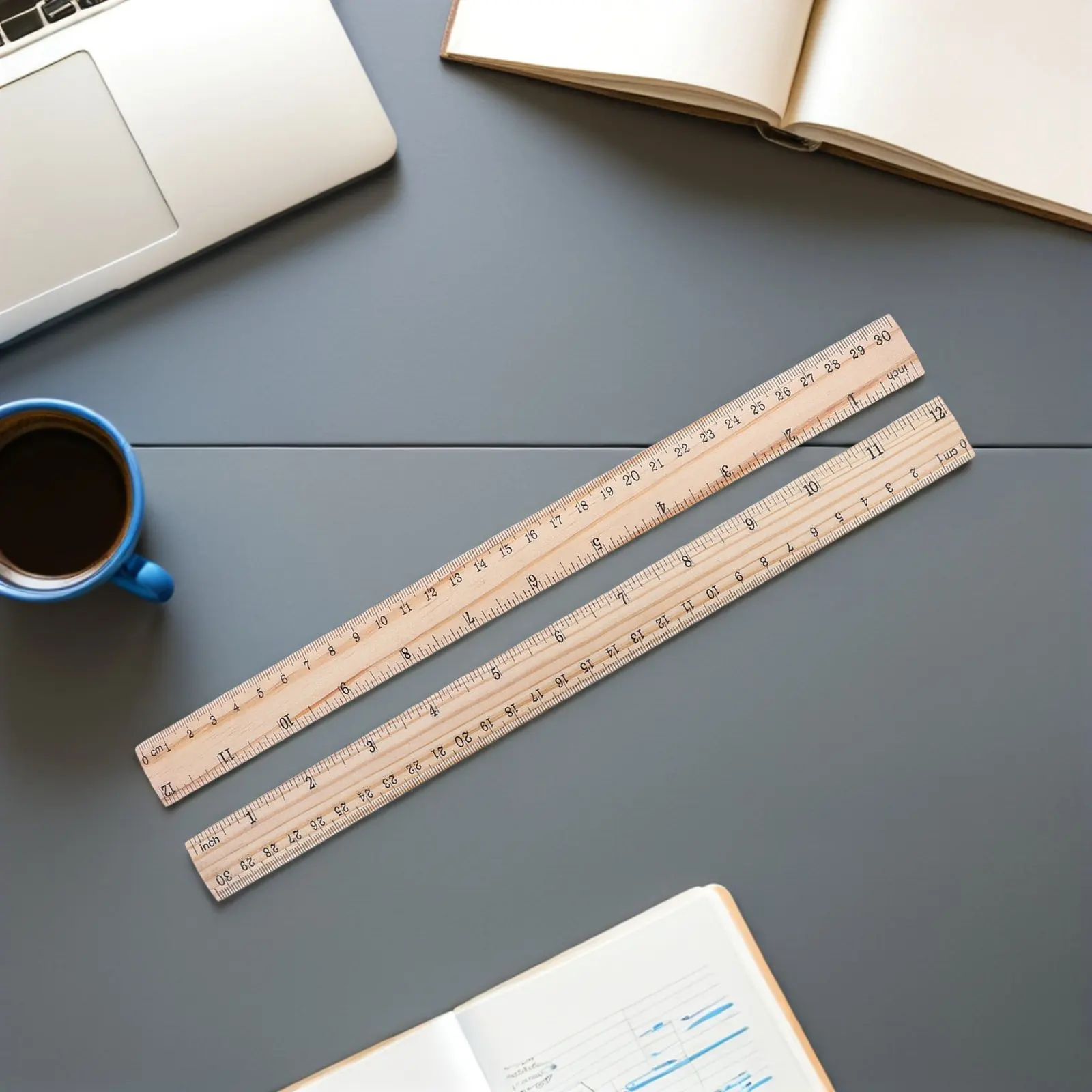 10Pcs Wooden Ruler Dual Scale 30Cm 12 Inch Precision Measuring Tool Student School Supplies Drafting Engineering Drawing Tool view 3