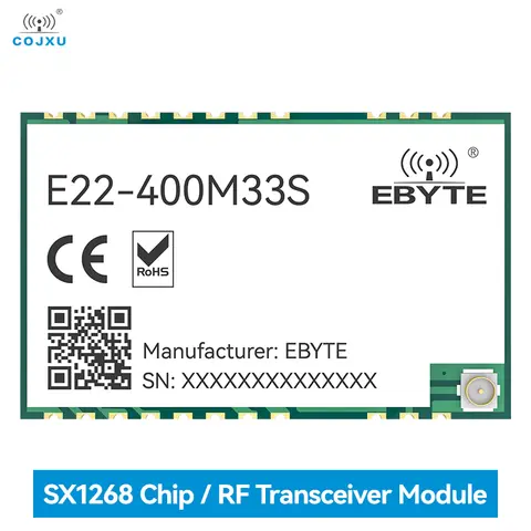 SX1268 433MHz 33dBm LoRa RF Module IPEX Stamp Hole E22-400M33S 16KM High-Precision TCXO Wireless Data Transmitter and Receiver