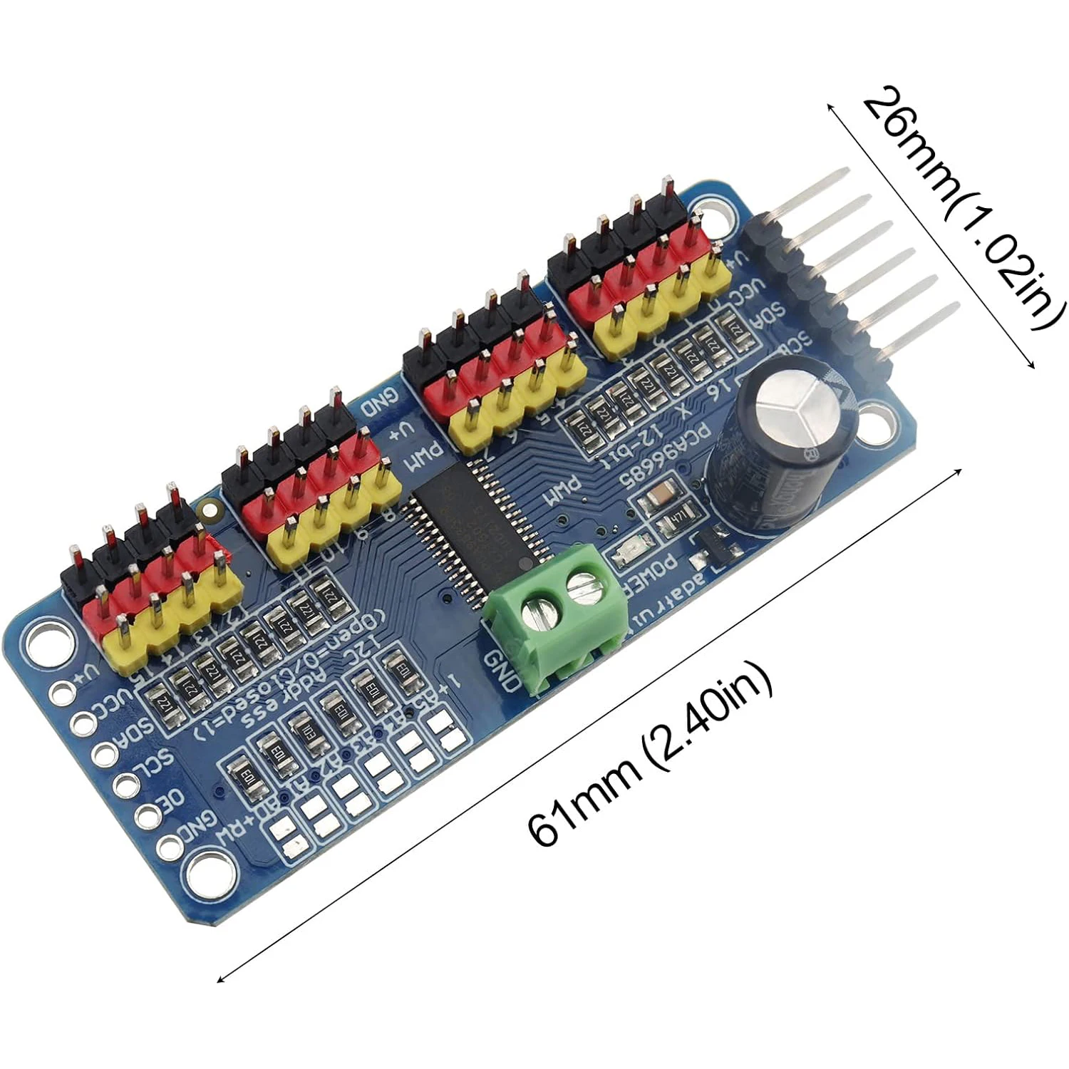 PCA9685 16 Channel 12 bit PWM Servo Motor Driver I2C IIC Module for MG90S SG90 MG995 for Arduino Raspberry