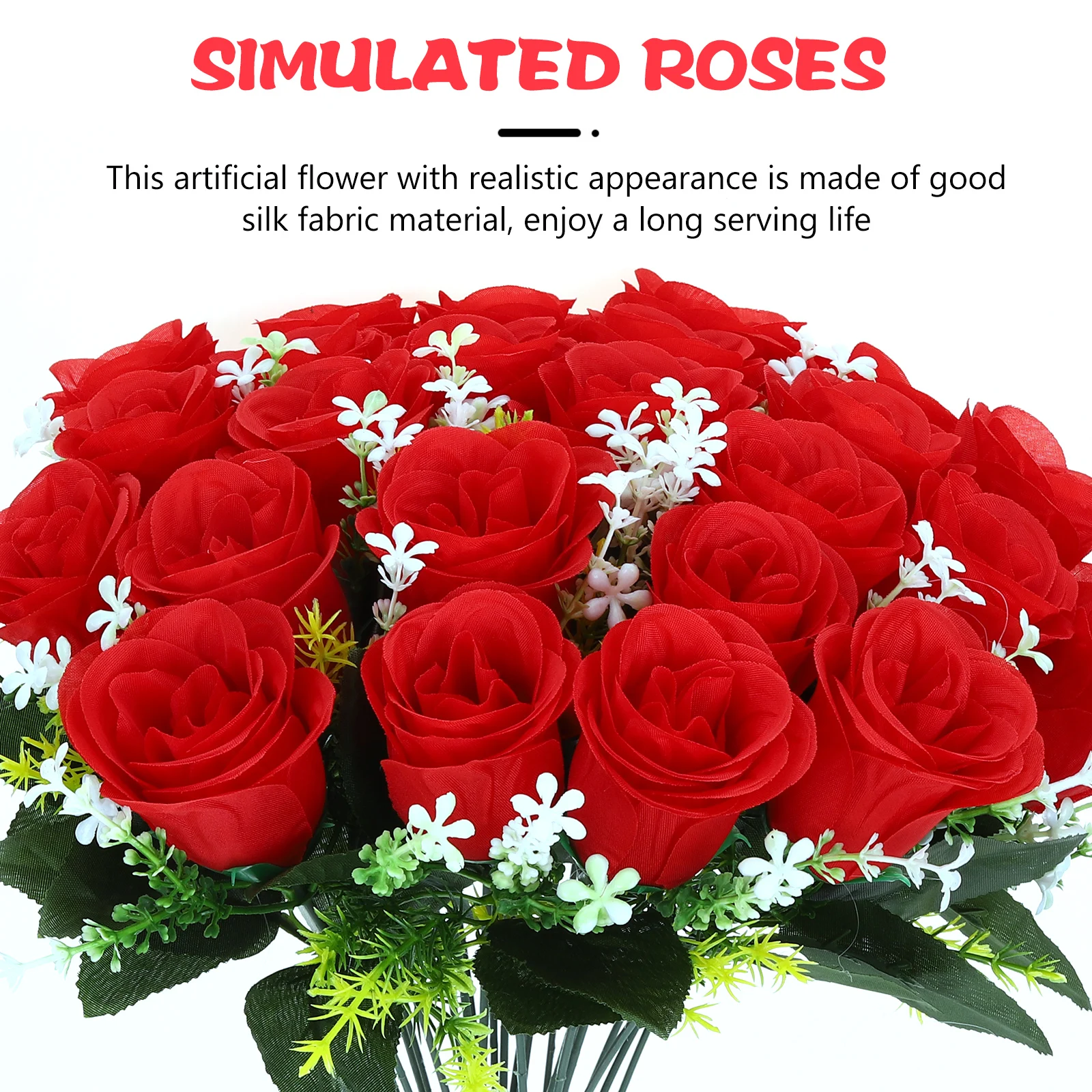

Artificial Silk Rose Flowers Realistic Long Life Wedding Bridal Bouquet Decoration Fake Flower Arrangements