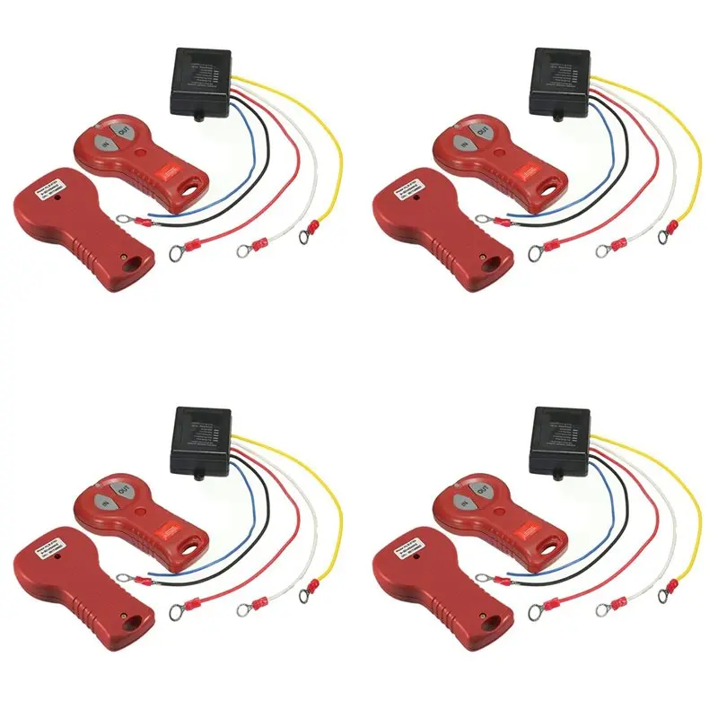 Simple 4X 12V 24V Wireless Winch Remote Control Set Electric Winch Control Kit Winch Remote Receiver For Jeep Off-Road