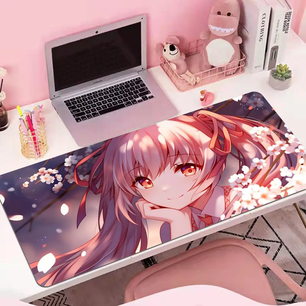 

HYBXAXC Anime Pink Cute Girl Mousepad Gamer Cute Kawaii Gaming Mouse Pad Rubber Locking Edge Big Fashion Laptop Notebook Desk Ma