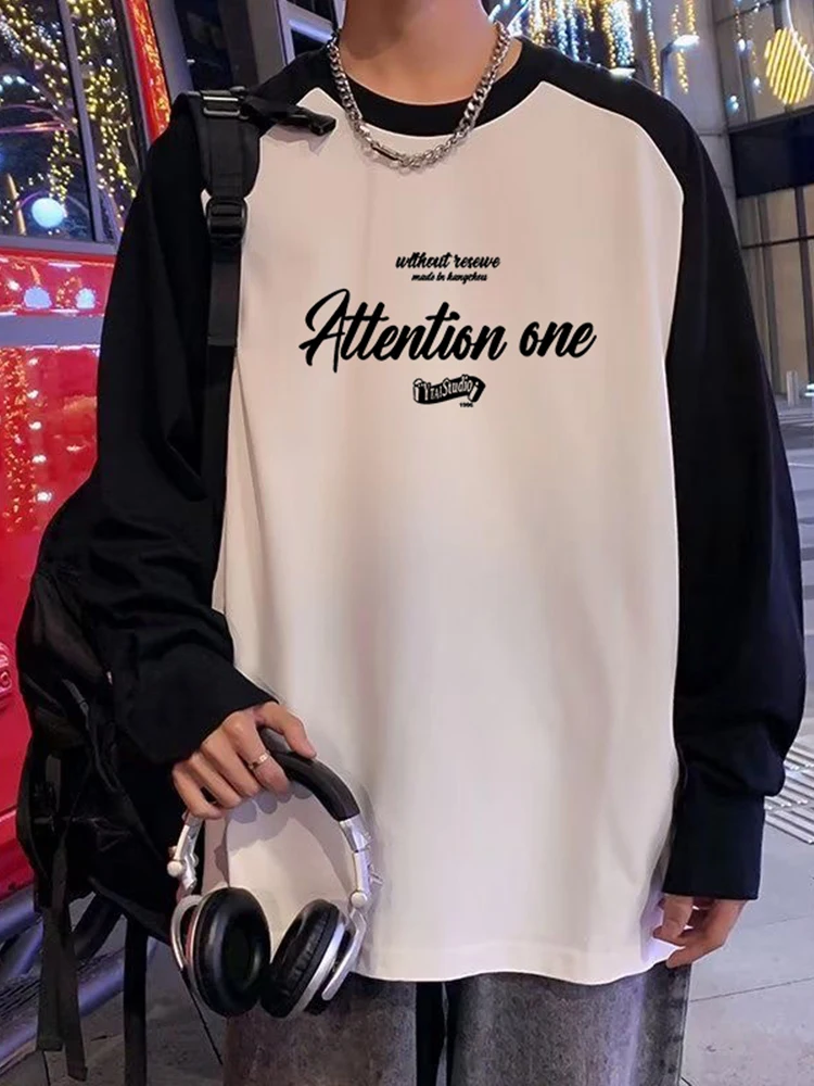 قميص رجالي بأكمام طويلة من القطن الخالص بتصميم فضفاض لفصلي الربيع والخريف، قميص أساسي جديد بألوان متباينة وطباعة على الكتف من... #4