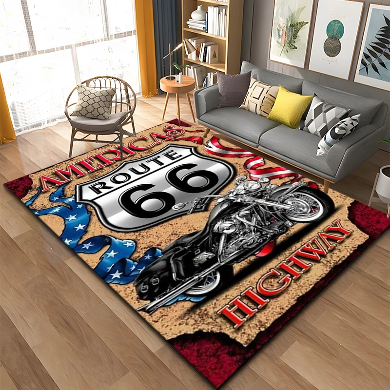 Historic Route 66 Pattern Rug Large Carpet Area for Living Room Kids Bedroom Sofa Kitchen Doormat Decor Child Non-slip Floor Mat