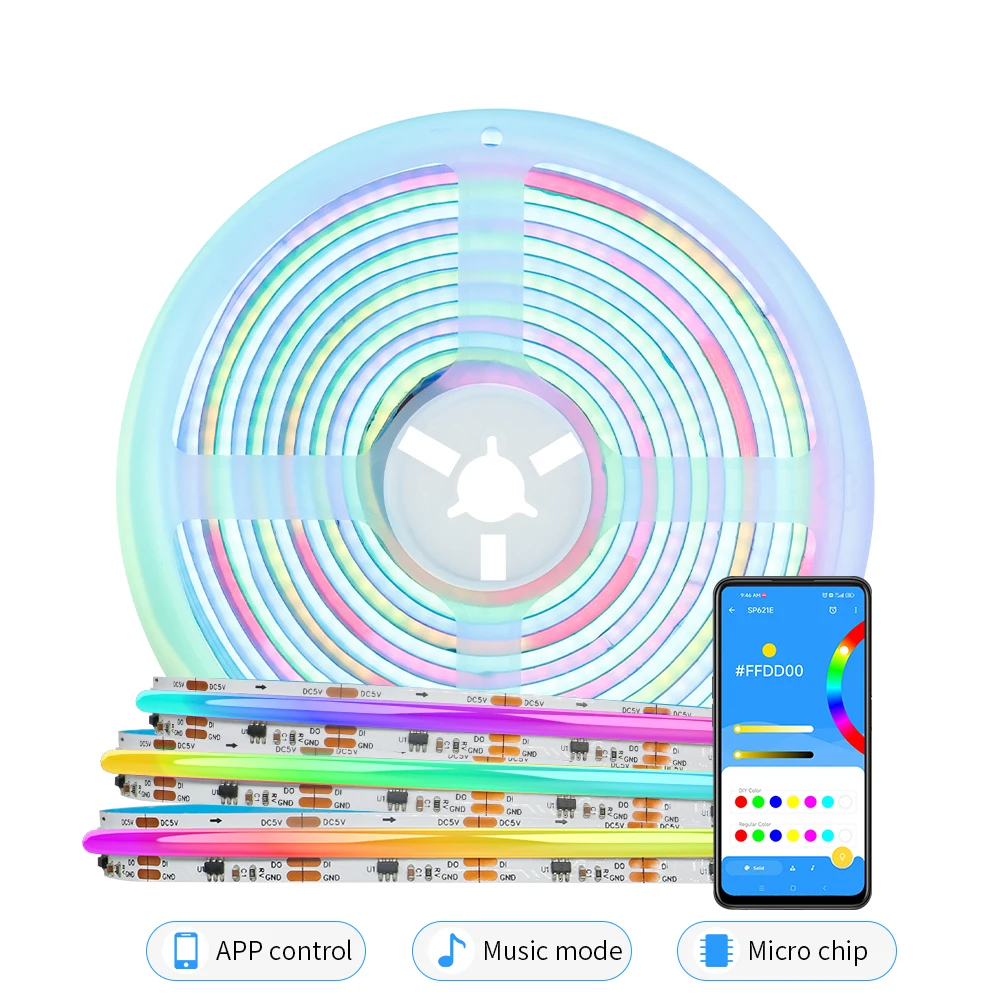 DC5V 720leds/m Smart COB SPI RGB IC LED Strip WS2811 Addressable Dream Color 10mm WS2812B High soft liner FCOB Lights Tape RA90