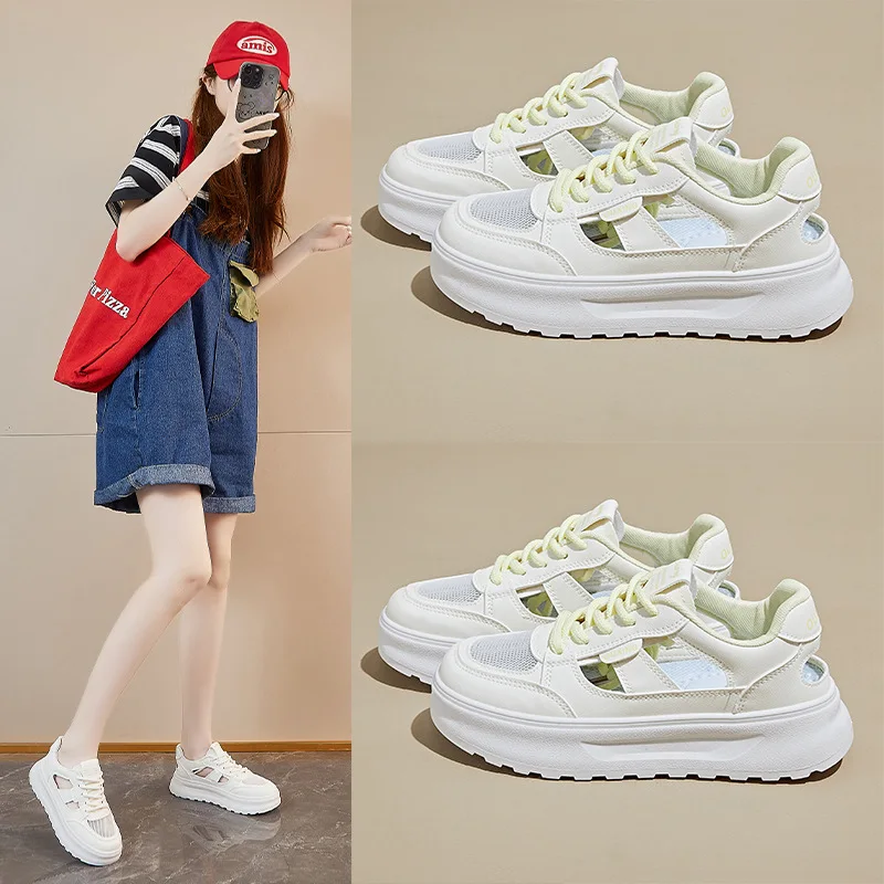 

Летние белые туфли, новые студенческие дышащие повседневные туфли на плоской подошве с полой сеткой, дизайнерские туфли с сеткой в стиле пэчворк