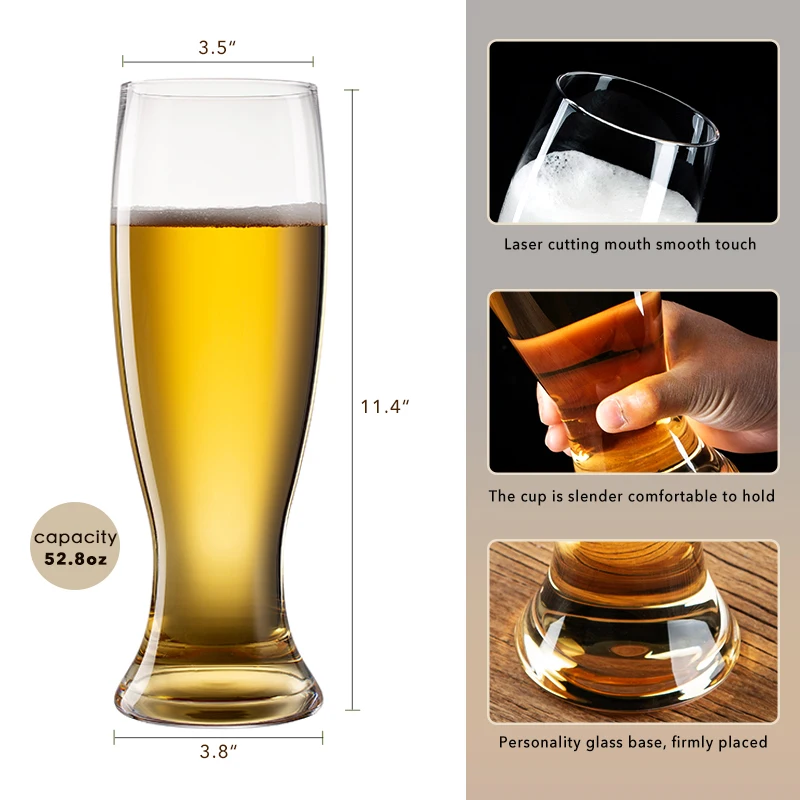 Imagem -04 - Grande Capacidade Copos de Cerveja 52.8 oz Inquebrável Grande Copo Adequado para Bar Cerveja Trigo Cristal Presente Ideal para Amantes de Cerveja