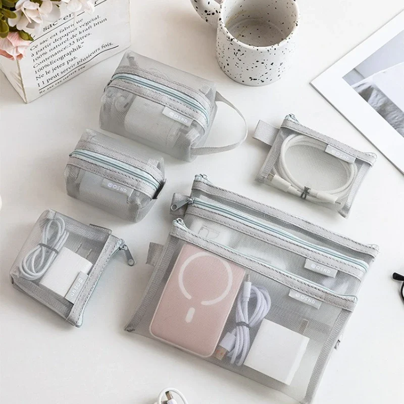 6 Stück transparente Netz-Aufbewahrungstaschen für Münzen und Kleinigkeiten, tragbare 3D-Karten-Organizer-Taschen, Kosmetiktaschen, Reise-Aufbewahrungstasche – Detail 7