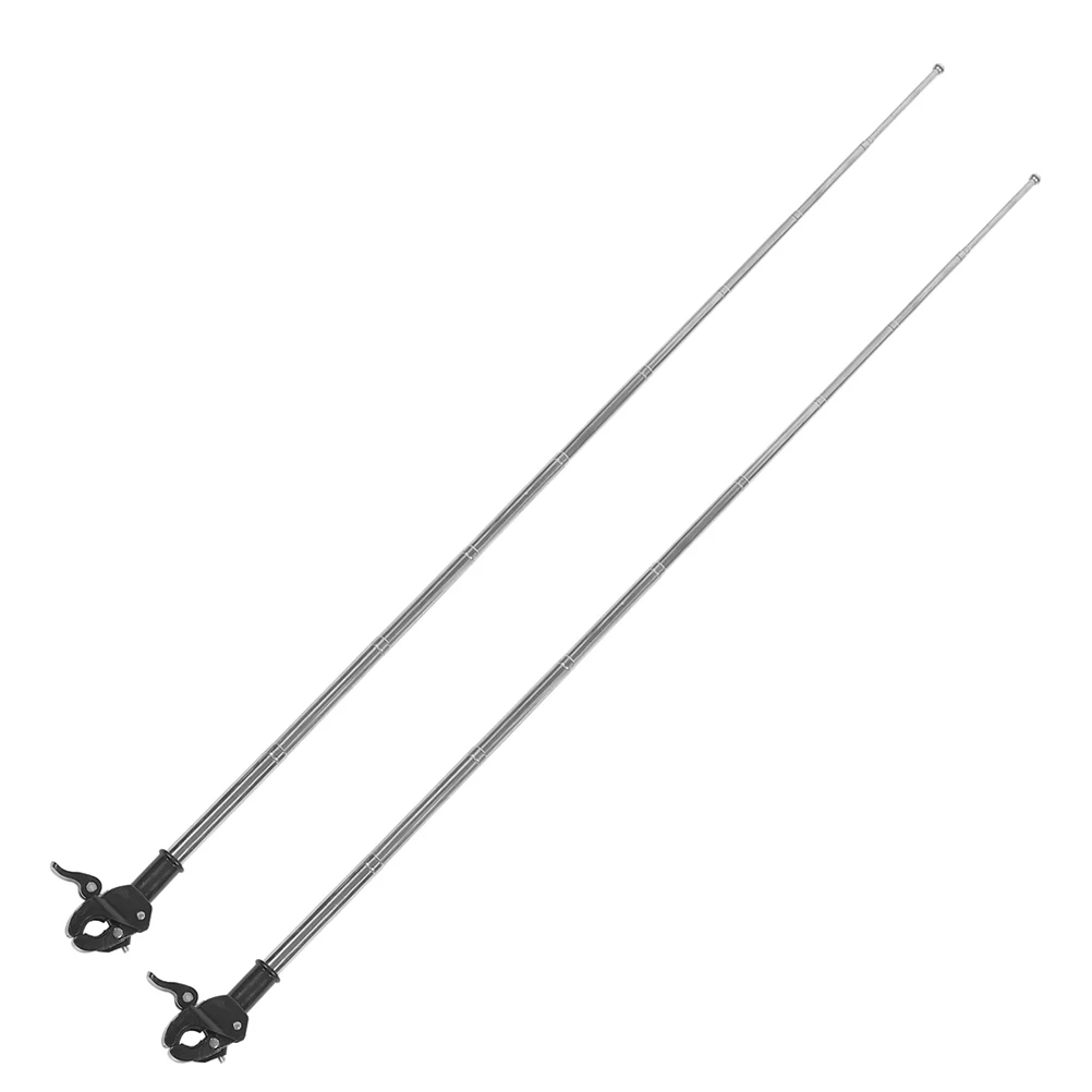 

2 Pcs Vehicle Flagpole Holder Bracket Mount Heavy Duty Yard Base Bike Motorcycle Decor Visibility Safety Stainless Steel