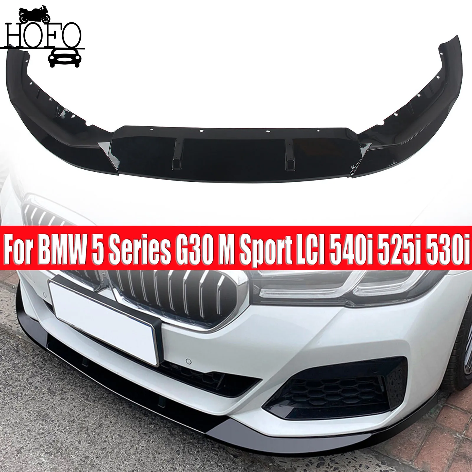 

Car Front Bumper Front Lip Sedan Body Spoiler Splitter Kit AccessoriesFor BMW 5 Series G30 M Sport LCI 540i 525i 530i 2021-2023