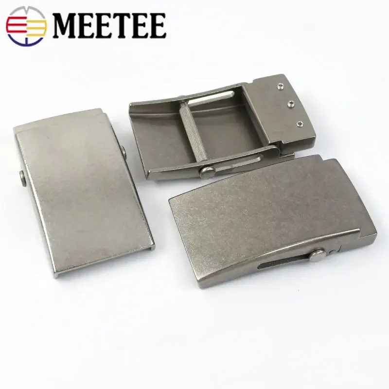 Meetee 1Pc 35/38mm Pure Titanium Belt Buckles Anti-allergy Toothless Roller Automatic Buckle Belts Head Clasp DIY Leather Craft