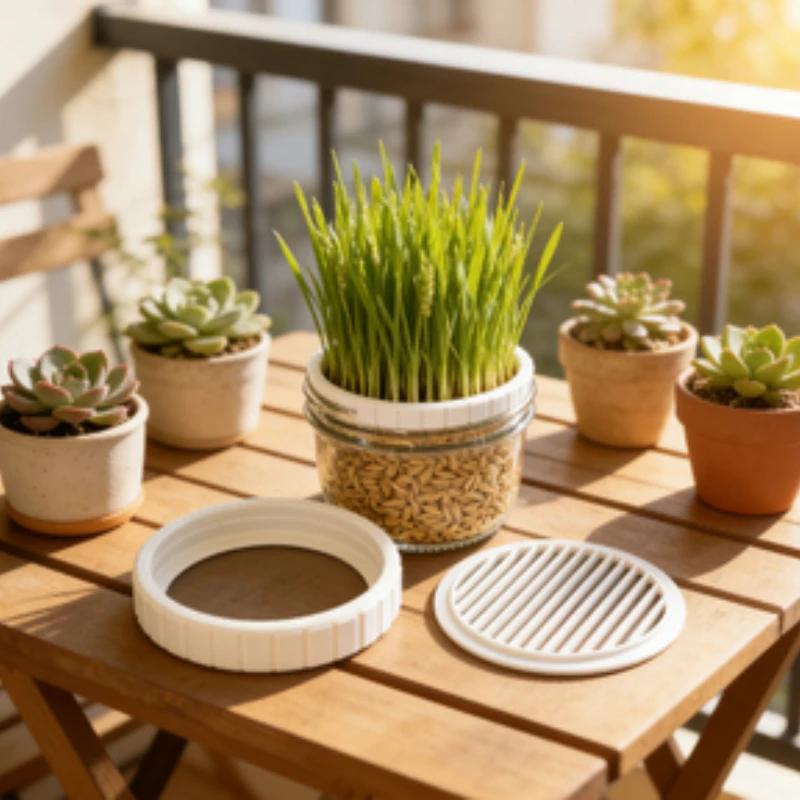 Caja Minimalista Blanca para Cultivo de Hierba para Gatos, Bandeja Germinadora de Rejilla Hueca, Cultivo Hidropónico, Ventana Doble para Plantación, Macetero de Escritorio para Hierba de Gatos