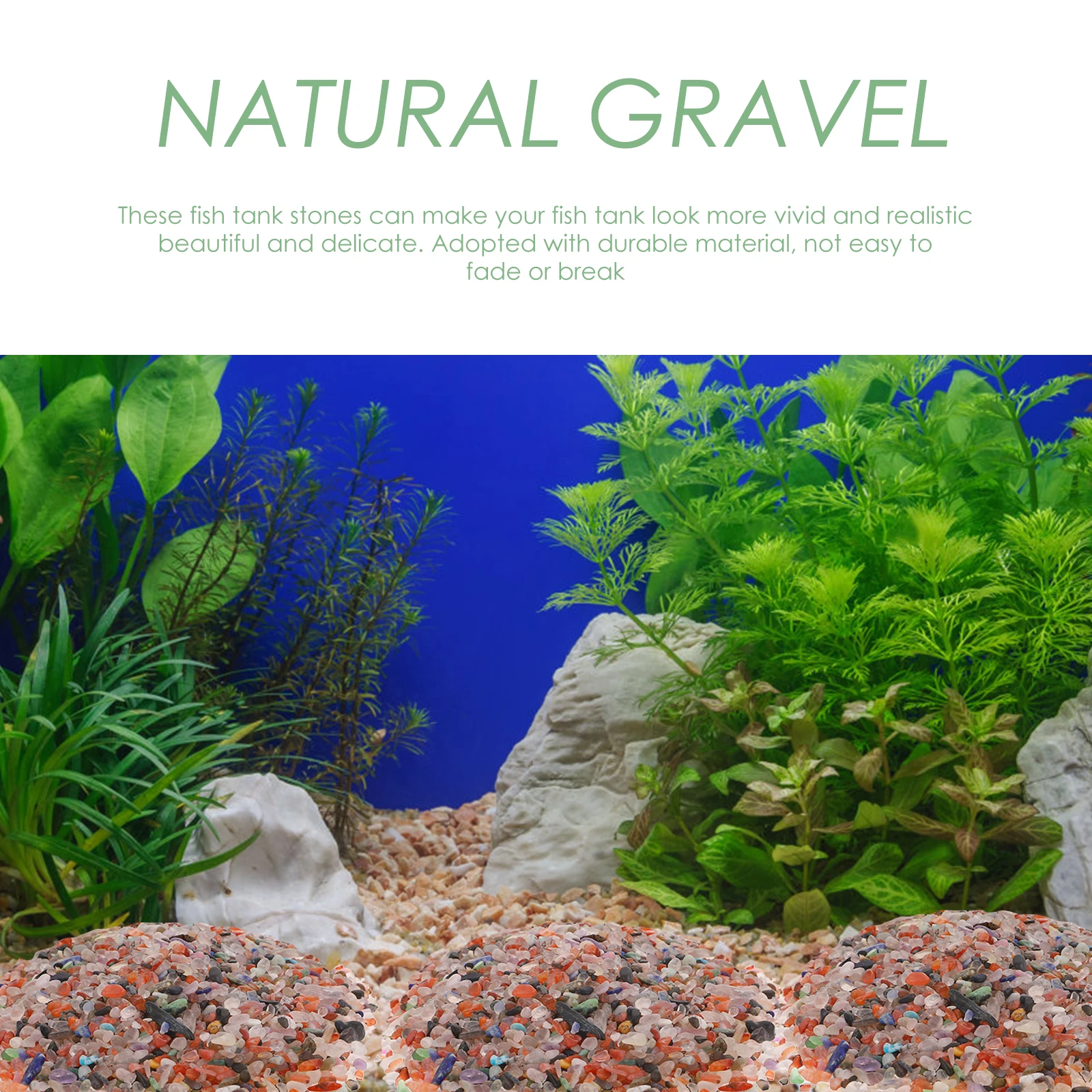Pedras de aquário de cascalho de cristal colorido, design fresco e chique, seguro, não tóxico, à prova d'água, decoração para tanque de peixes, paisagem, brilho no