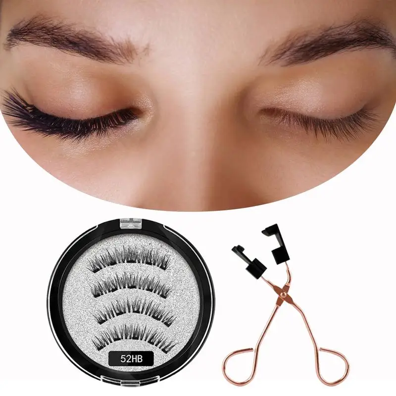 Natural Magnetic Eyelashes No Glue False Magnetic Eyelashes With Lashes Clip Reusable Natural Looking Soft Fake Lashes 3D