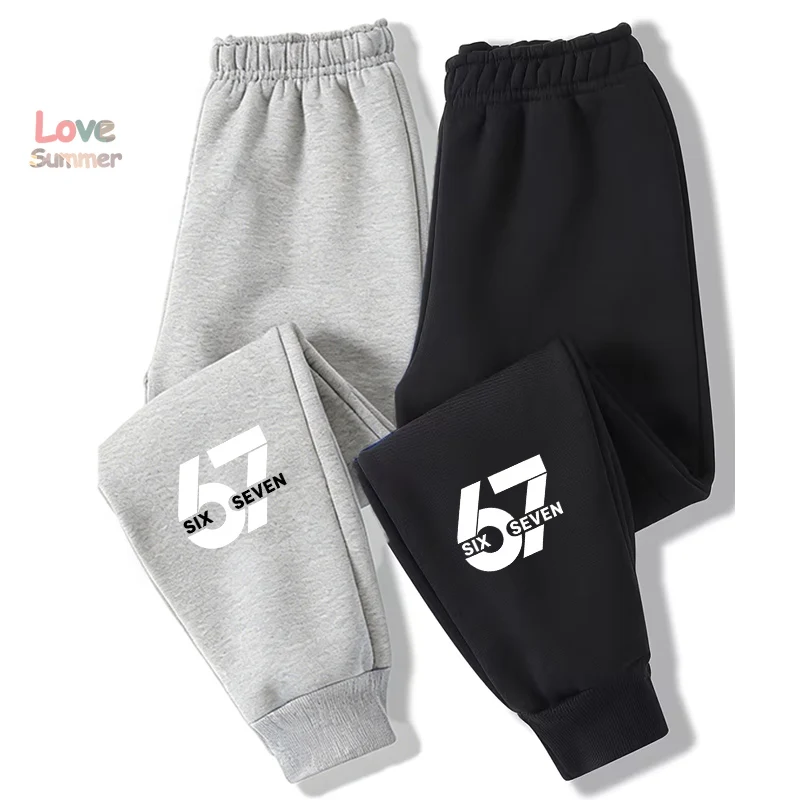 New Boys Sweatpants with 67 Number And Letter Print for Boys Girls Casual Sports Long Pants Outdoor Warm Long Pants,for Outdoor