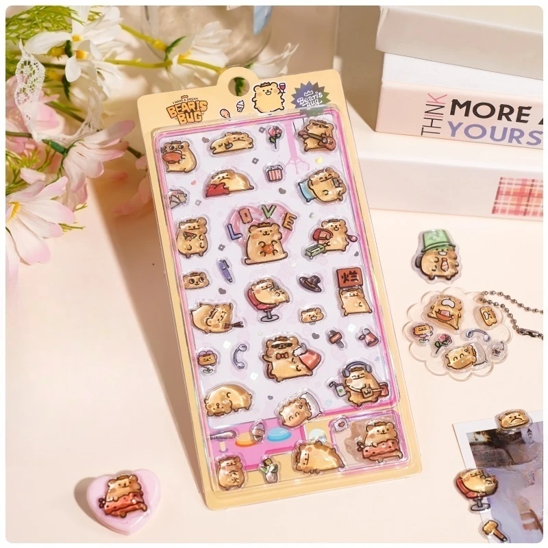 

2 pcs Cartoon Bears Dream 3D Relief Sticker Scrapbooking Diy Diary Decor Stationery Sticker Kawaii School Stickers Gift