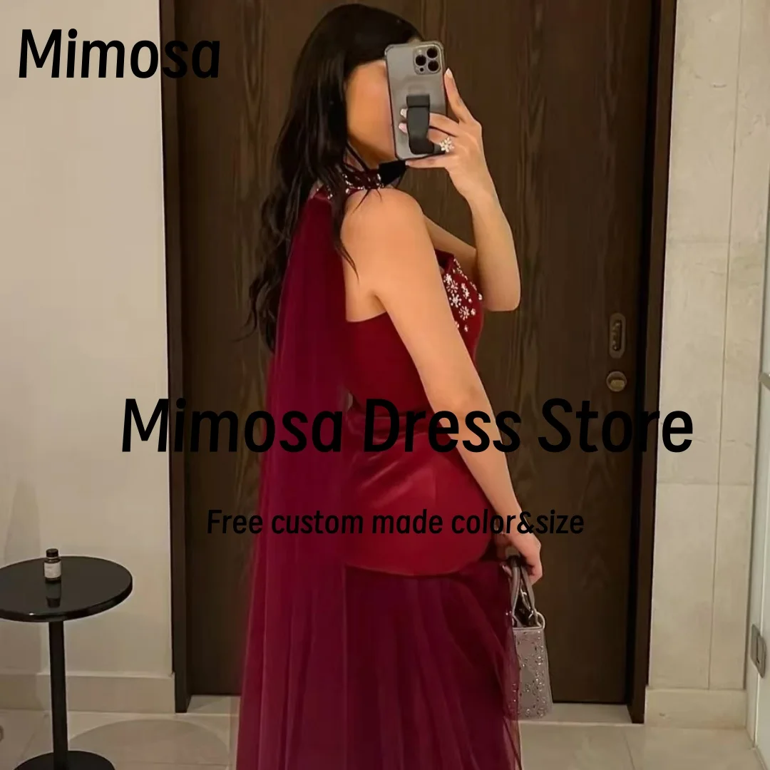 Mimosa Strapless Prom Dresses with Beaded Shawls Evening Gowns Long Tulle Birthday Party Women Wear Formal Dress Customized