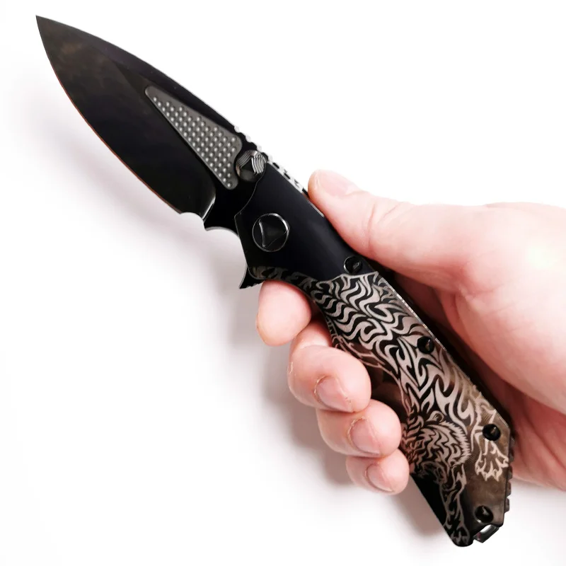 nuovo coltello pieghevole Böhler M390 tasca da campeggio esterna in acciaio di alta qualità Specchio in titanio/DLC artigianale Collezionismo Coltelli da frutta