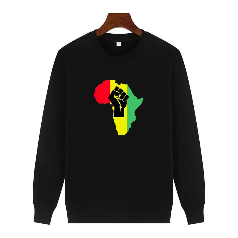 Africa Power Rasta Reggae Music Classic Fashion Graphic Sweatshirts Round Neck Hoodie Cotton Thick Sweater Hoodie Men's Clothing