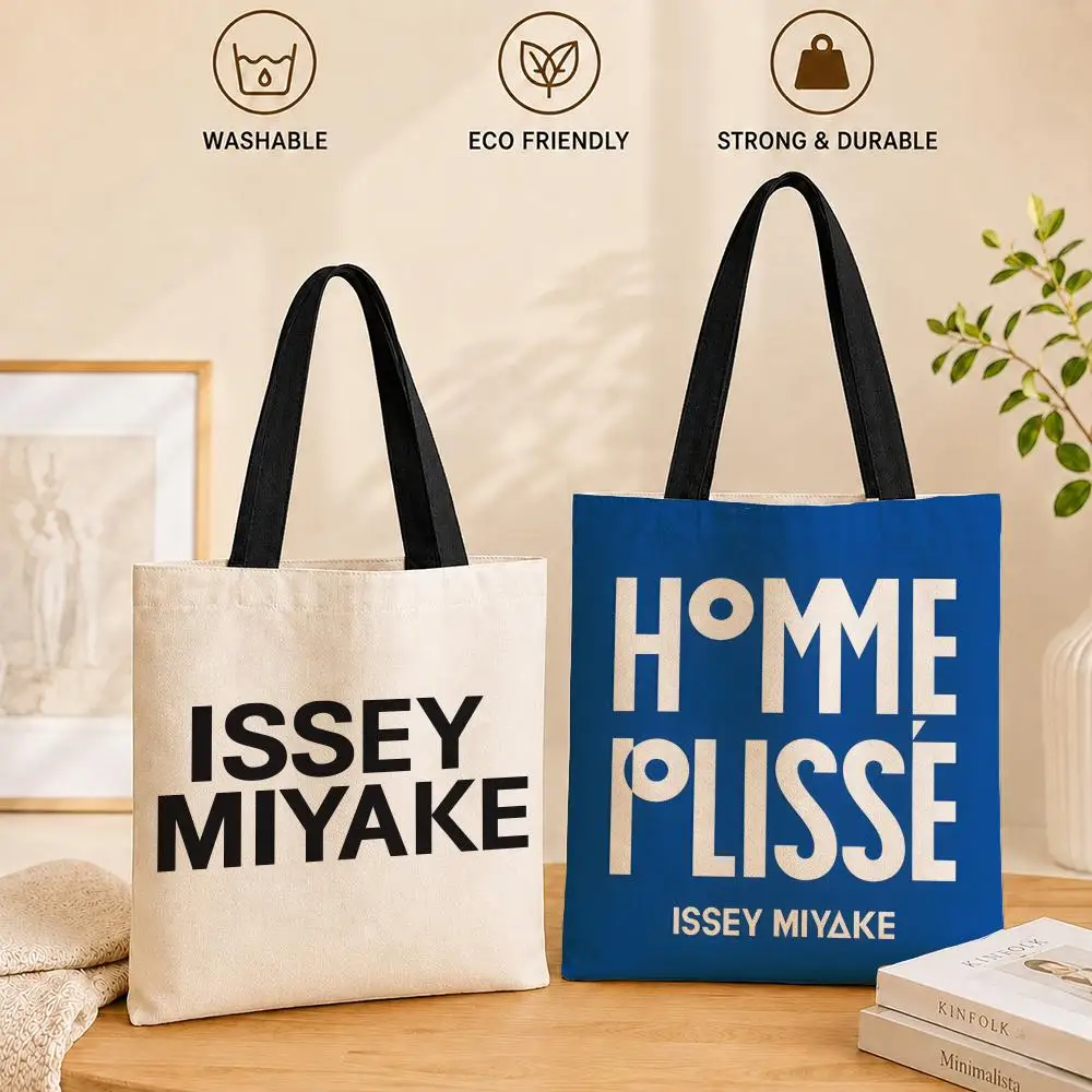 Bolsos de Almacenamiento de Moda I-ISSEY M-MIYAKE, Bolsa de Lona para Mujer, Gran Capacidad, Reutilizable, Bolsa de Compras para el Hombro
