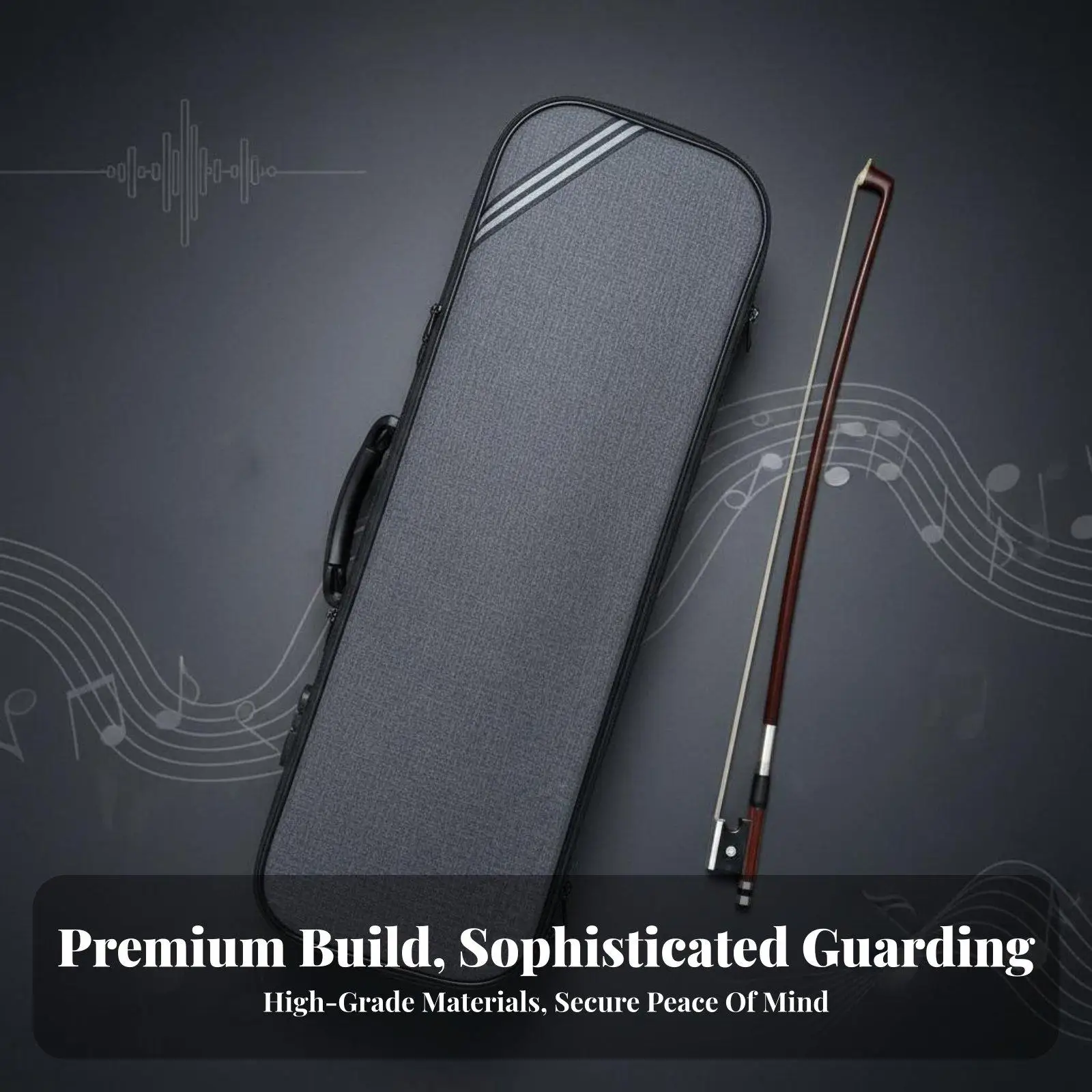 Violin Hard Case 4/4 with Adjustable Shoulder Straps and Thermometer for Humidity Protection on Travel Journeys