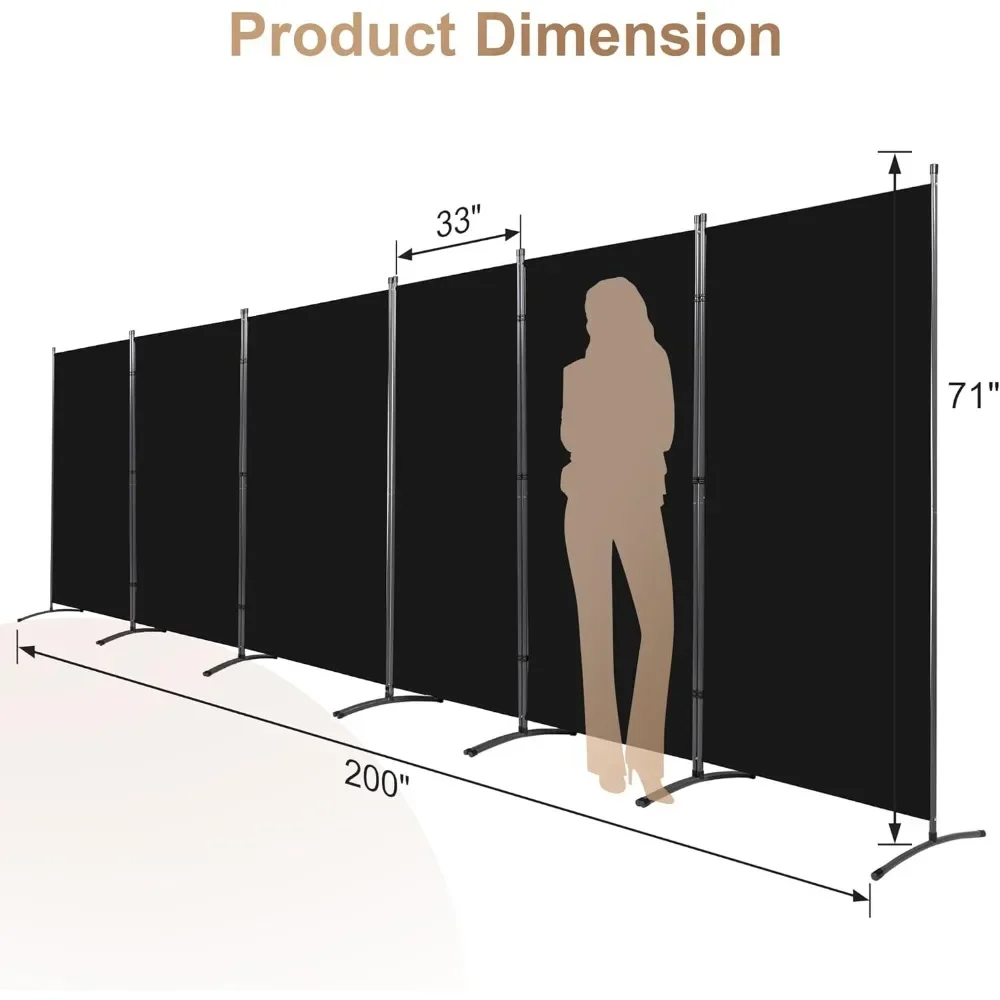 Panneau de Synchronisation Murale à 6 Panneaux, Écran de Confidentialité Pliable pour la Mathiation des Pièces, Cloisons Autoportantes pour le Bureau et la Maison