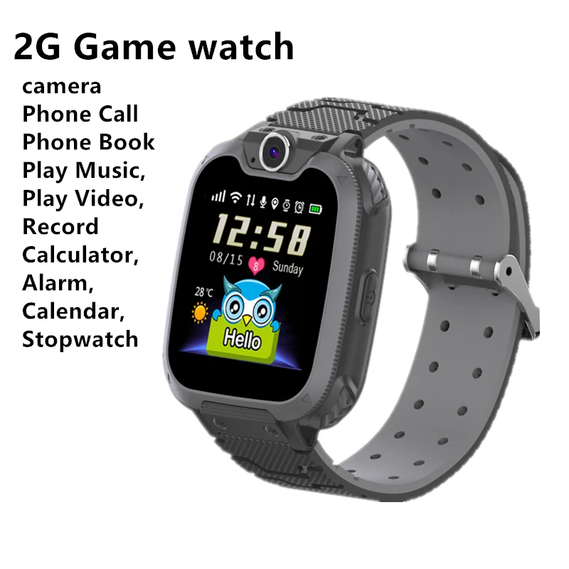 Kids Game Watches for Boys Girls Gift 2G SIM Call Play Music MP3 Videl Stopwatch Calculator Alarm Calendar GSM Phone Clock G2