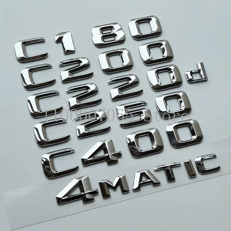 2015 Chrome Letters C180 C200 C250 C300 C350 C400 C450 C220d C250d 4Matic Emblem for W205 Car Trunk Logo Sticker