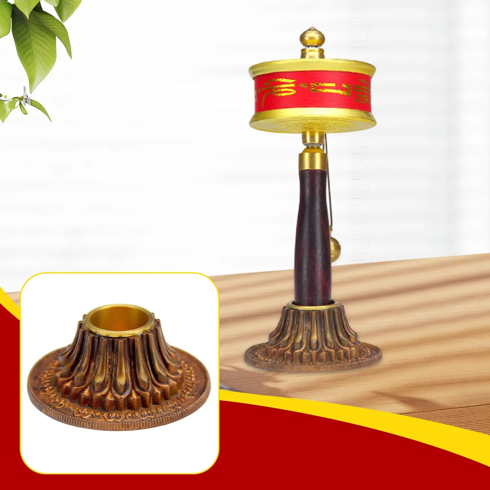 Handheld Prayer Wheel Base Brass Buddhist Spiritual Decor for House Decoration Buddhas Living Room Bedroom