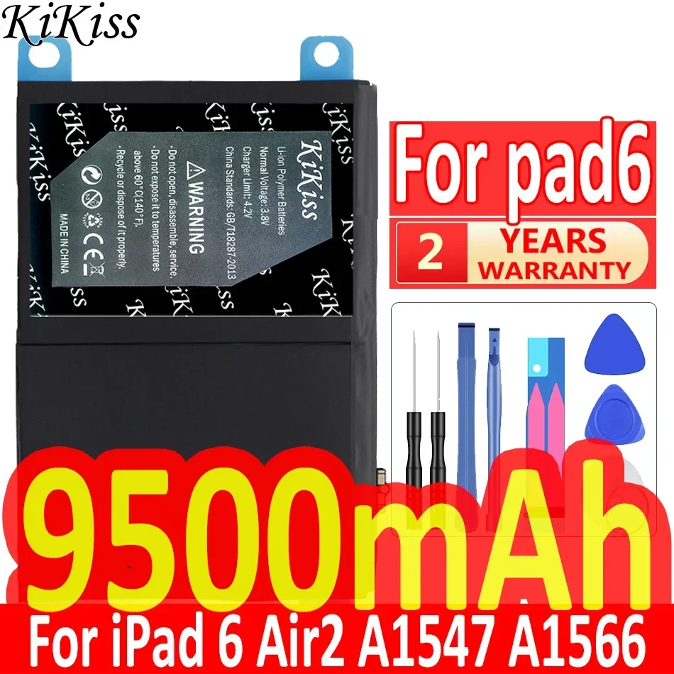 Bateria KiKiss do Apple iPad 1 2 3 4 5 6 iPad1 iPad2 iPad3 iPad4 iPad5 iPad6 Air 1 2 Air1 Air2 A1315 A1395 A1403 A1484 A1547