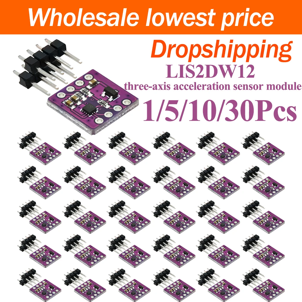 1/5/10/30Pcs LIS2DW12 3‑Axis Triaxial Accelerometer Sensor Multiple Low‑Power Modes Low‑Noise  Settings for Motion Detection