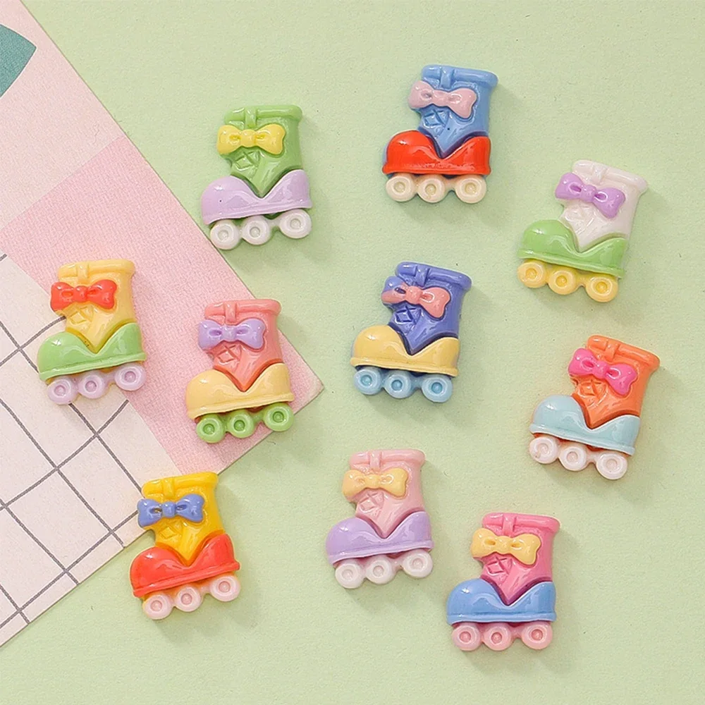 10PCS Mini Roller Skates Series Resin Flat Back Cabochons For Hairpin Scrapbooking DIY Jewelry Craft Decoration Accessories