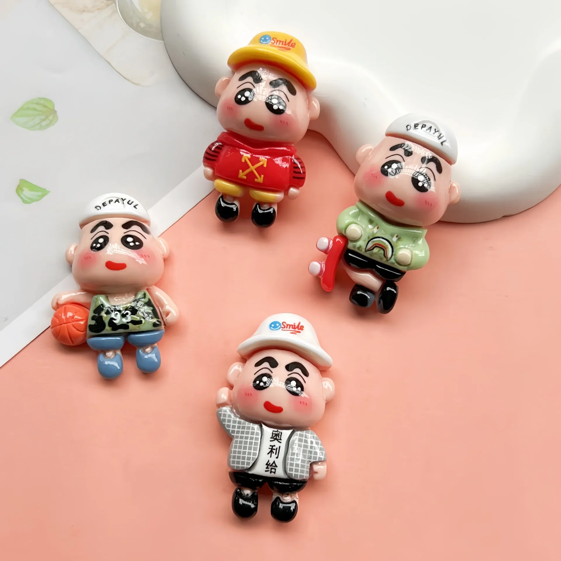 2pcs Bandai Cartoon Bright Skateboard Basketball Crayon Shin-chan Cartoon Resin Flatback Cabochon Diy Crafts Materials