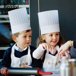 10 Pce Kids Kitchen Hats Kindergarten Baking Handmade Children's Cooking Hat Disposable Non-Woven Cap Boy Girl Play House Caps