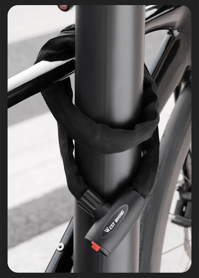 WEST RADFAHREN Fahrrad Anti-Diebstahl-Kettenschloss Hartstahllegierung Langlebiges kräftiges Schloss für MTB Fahrrad Motorrad Roller Radfahren Zubehör – Detail 18