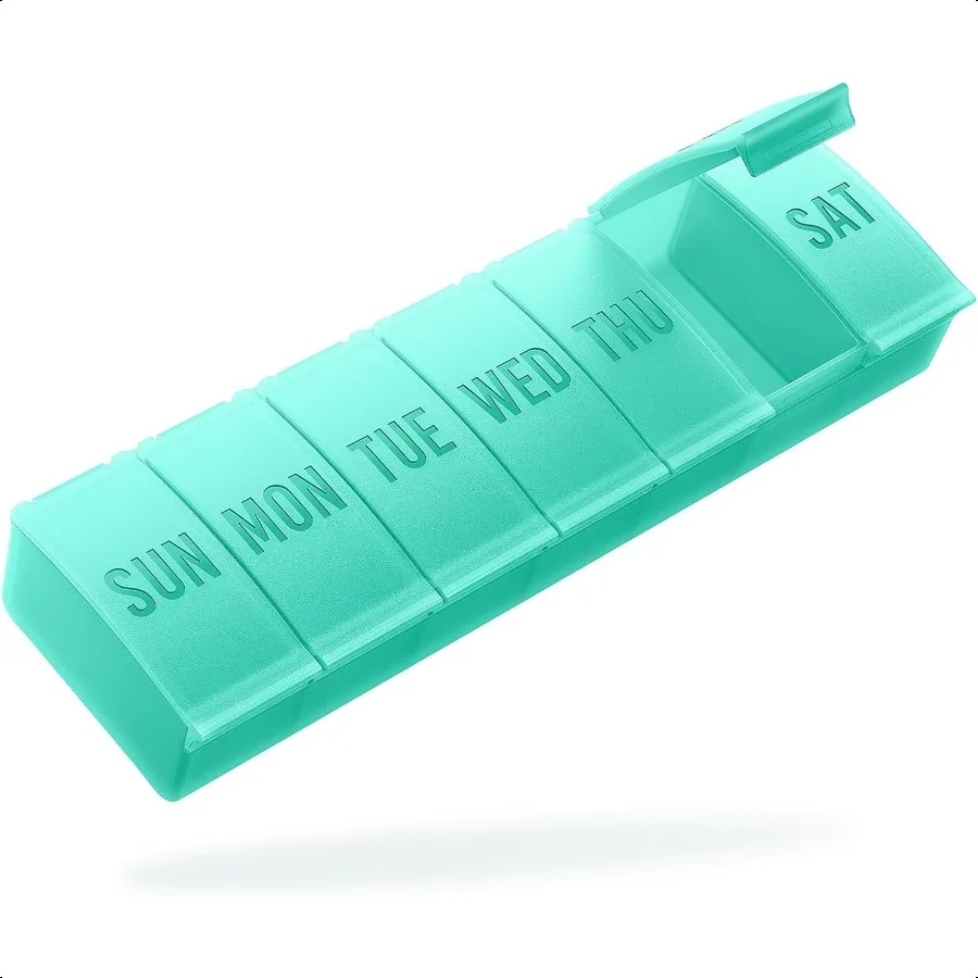 

Pill Organizer Large Weekly Medicine Pill Organizers 7 Day Pills Box Case Travel for Big Vitamin plements Fish Oil Green