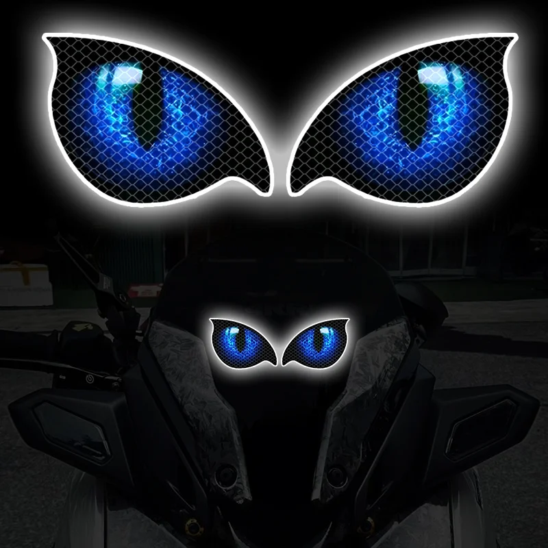1Pair Reflective Demon Eyes Waterproof Vinyl Sticker Decal for Motorcycle Scooter Car Window Universal