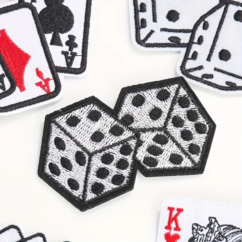 1 pcs Dice Poker Card Game Iron Patch Repair Stickers - Backpack, Shoes, and Clothing Decoration