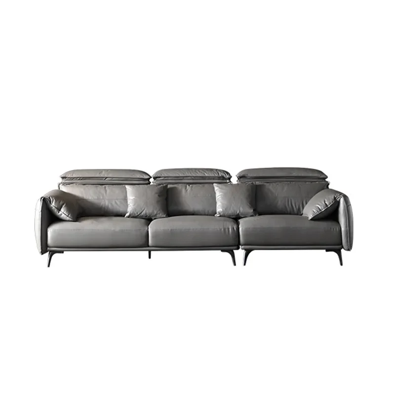 

Leather, sofa, Italian, minimalist, straight row, triple, living room