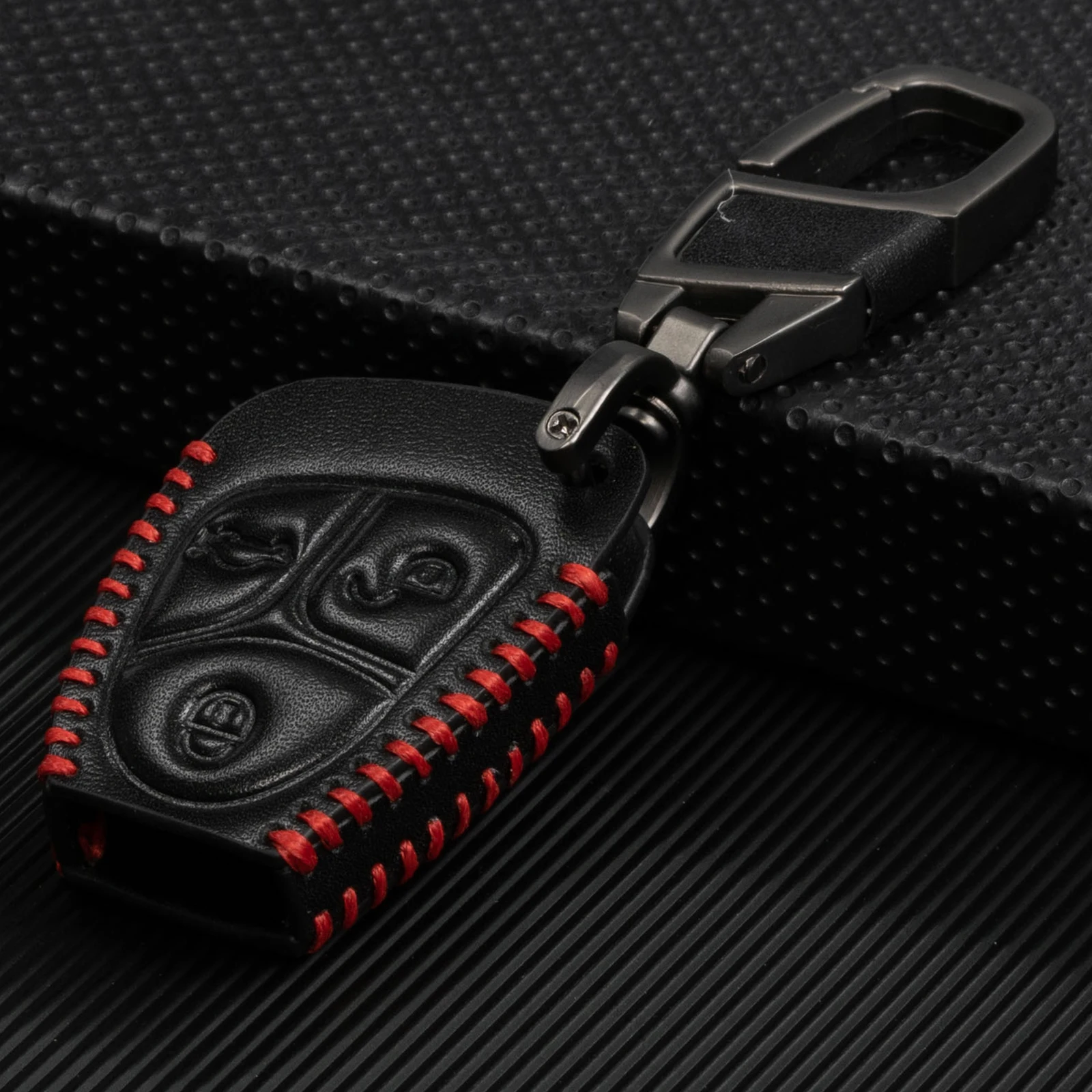 For Mercedes Benz B C E S Class ML CL SL CLS CLK SLK Remote PU Leather Black Key Fob Cover Case Holder Key Chain Ring Auto Parts