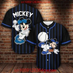 Camiseta de béisbol de Mickey para hombre y mujer, camisa de Disney, Minnie, Mickey Mouse, uniforme de béisbol de manga corta, Hip Hop